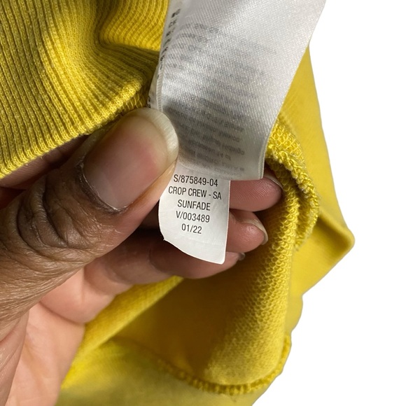 Old Navy Women's Yellow "Good Vibes Crew" Graphic Print Sweatshirt - Picture 7 of 8